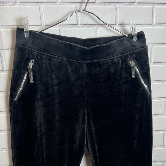 CHICOS Black Velvet Pants with Silver Zipper Accents/size 1 - Picture 2 of 7